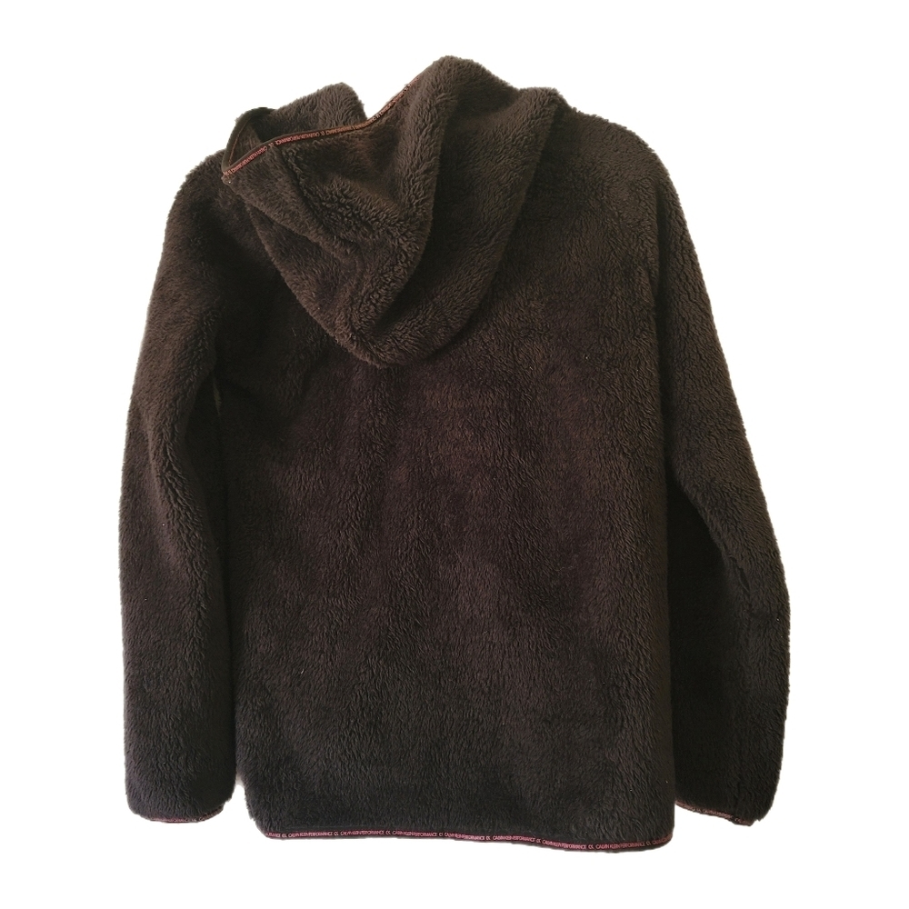 Calvin Klein Fleece Pullover Girls L Large 14/16 Black Hooded Quarter Zip - Picture 4 of 7